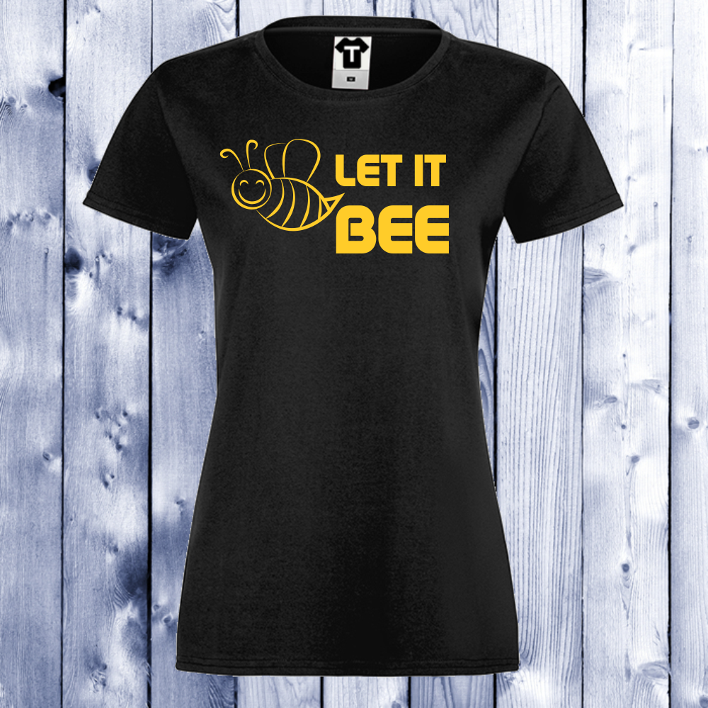 Дамска черна тениска с щампа Bee
