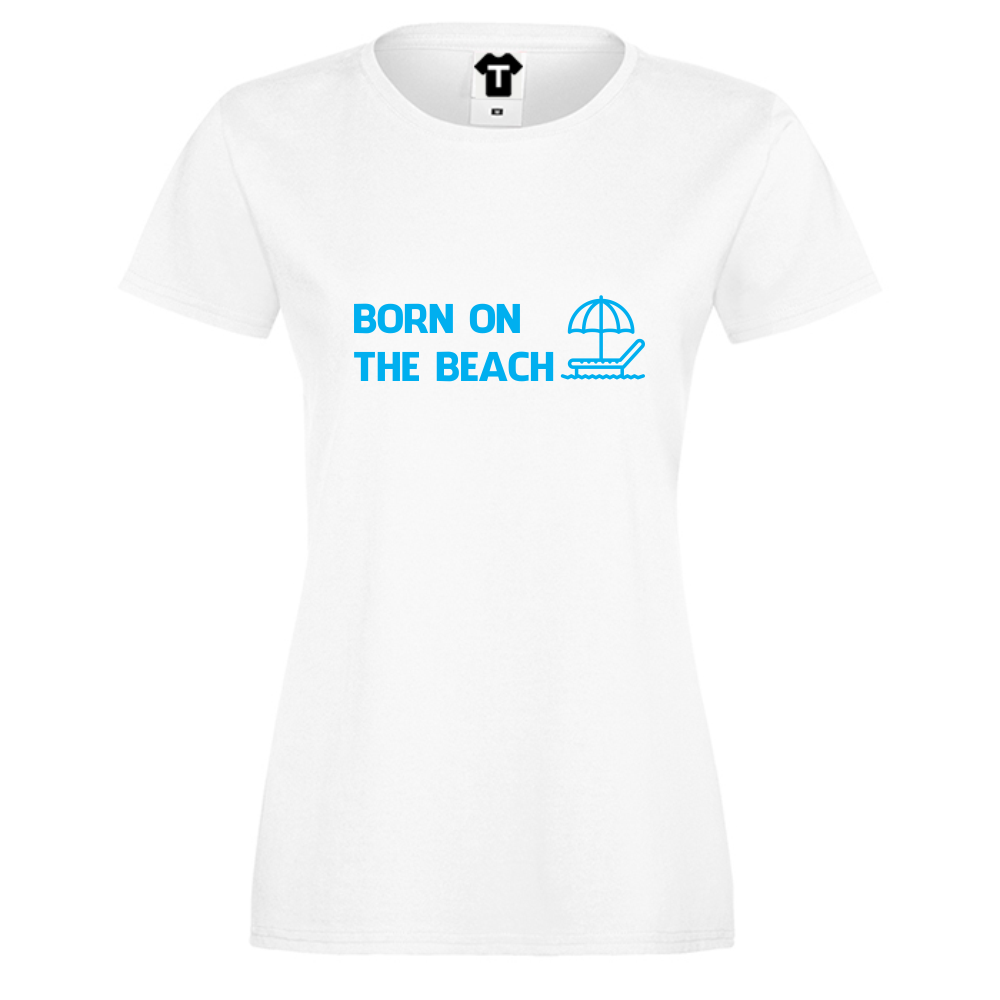 Дамска тениска бяла Born on the beach 1 Дамска тениска бяла Born on the beach 1
