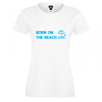 Дамска тениска бяла Born on the beach 1 Дамска тениска бяла Born on the beach 1