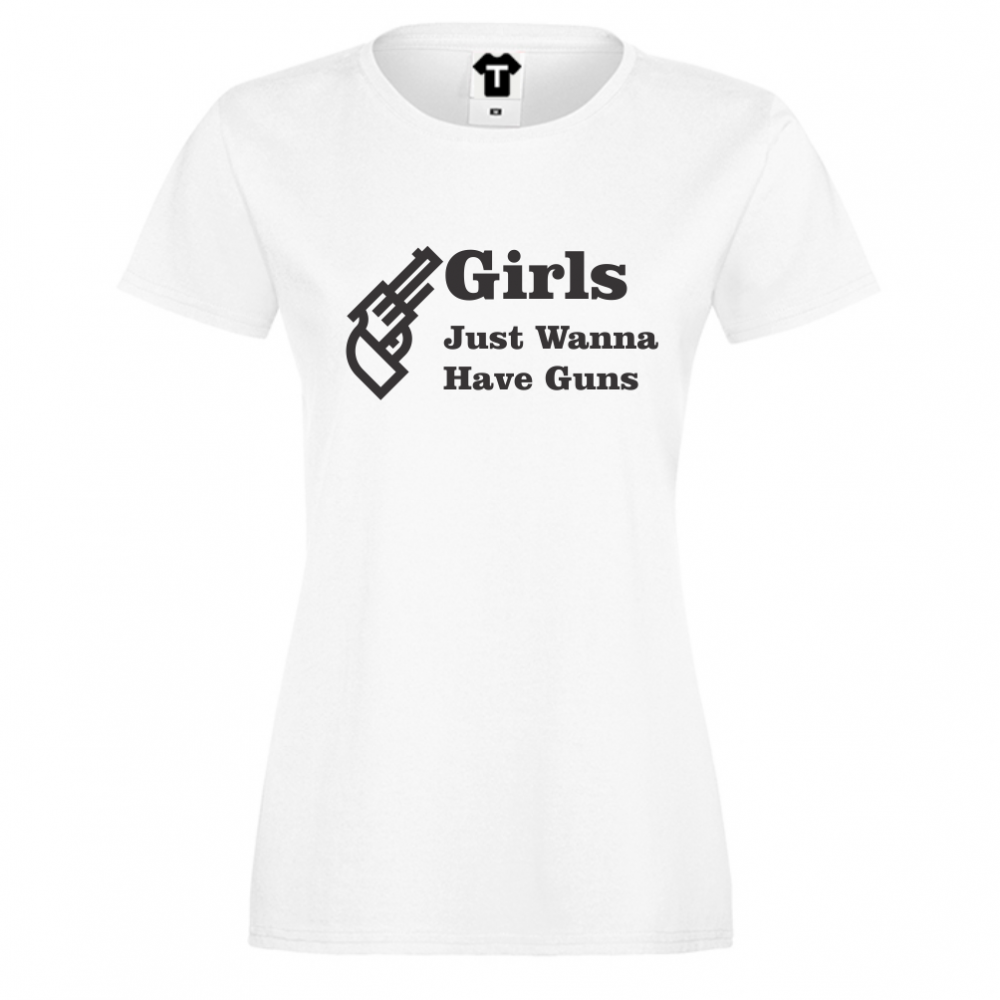 Дамска тениска бяла Girls Guns