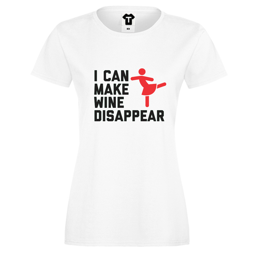Дамска тениска бяла I can make wine disapear Дамска тениска бяла I can make wine disapear