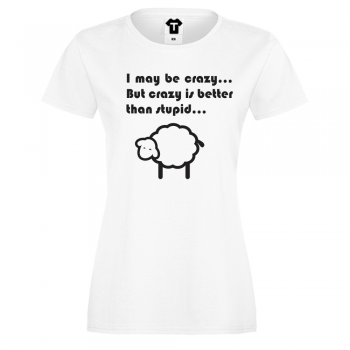 Дамска тениска бяла Stupid Sheep