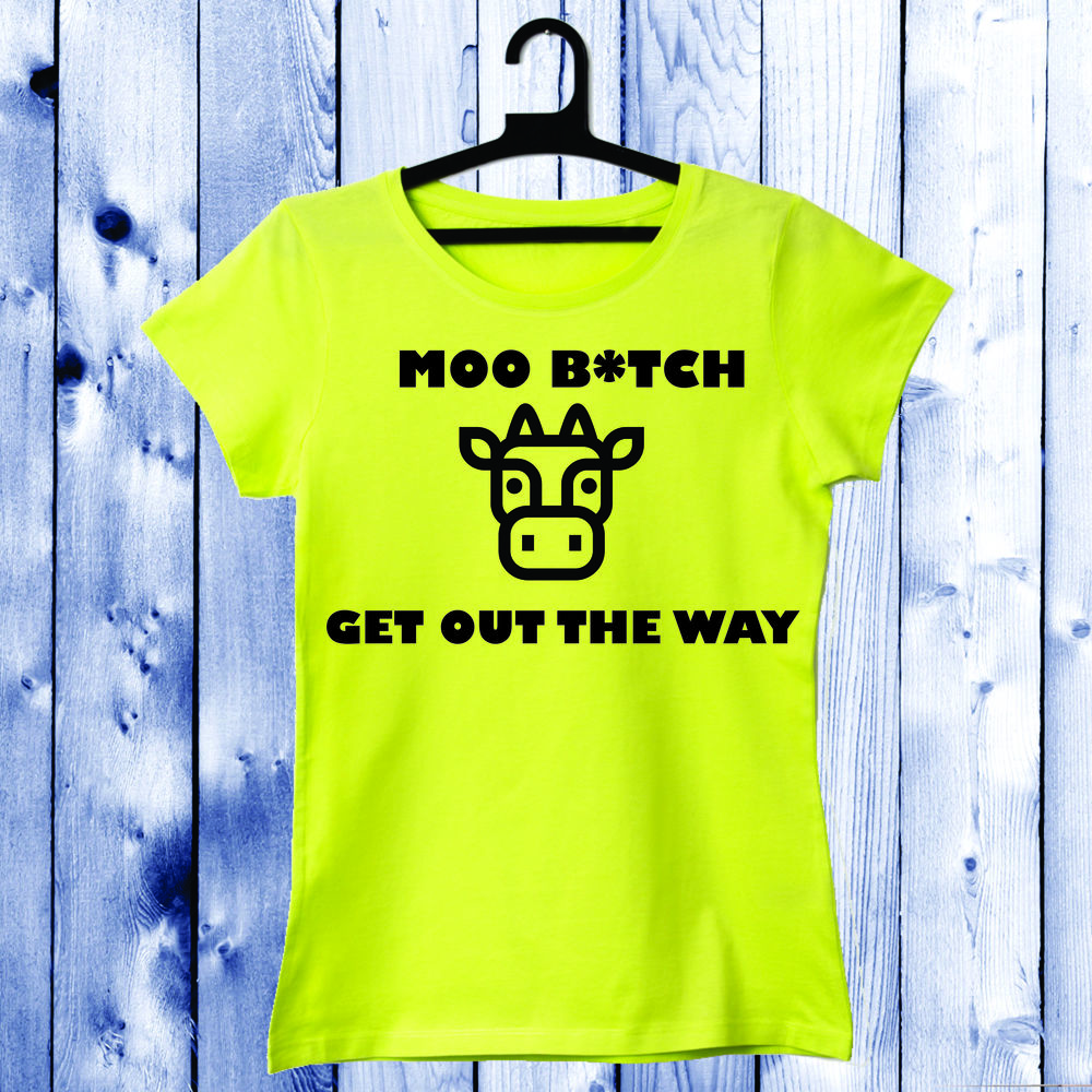 Дамска тениска жълта Moo Bitch