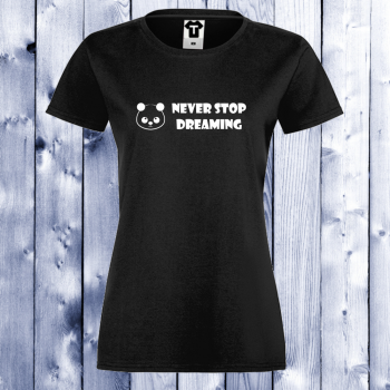Дамски черни тениски с щампа Never Stop Dreaming Дамски черни тениски с щампа Never Stop Dreaming