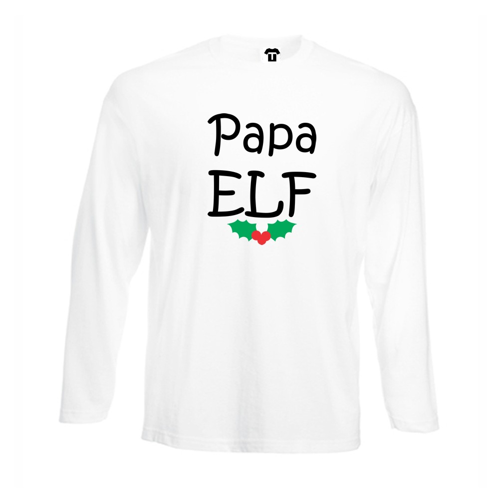 Мъжка бяла или черна тениска с дълъг ръкав Papa Elf Мъжка бяла или черна тениска с дълъг ръкав Papa Elf
