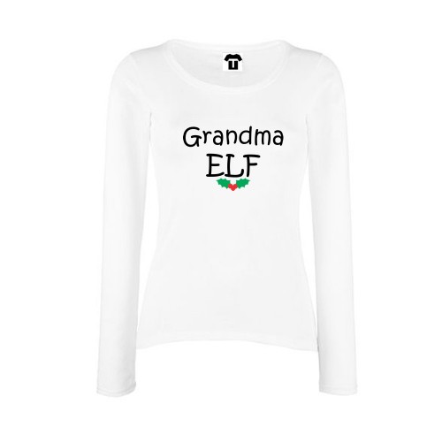 Дамска черна или бяла тениска с дълъг ръкав Grandma Elf
