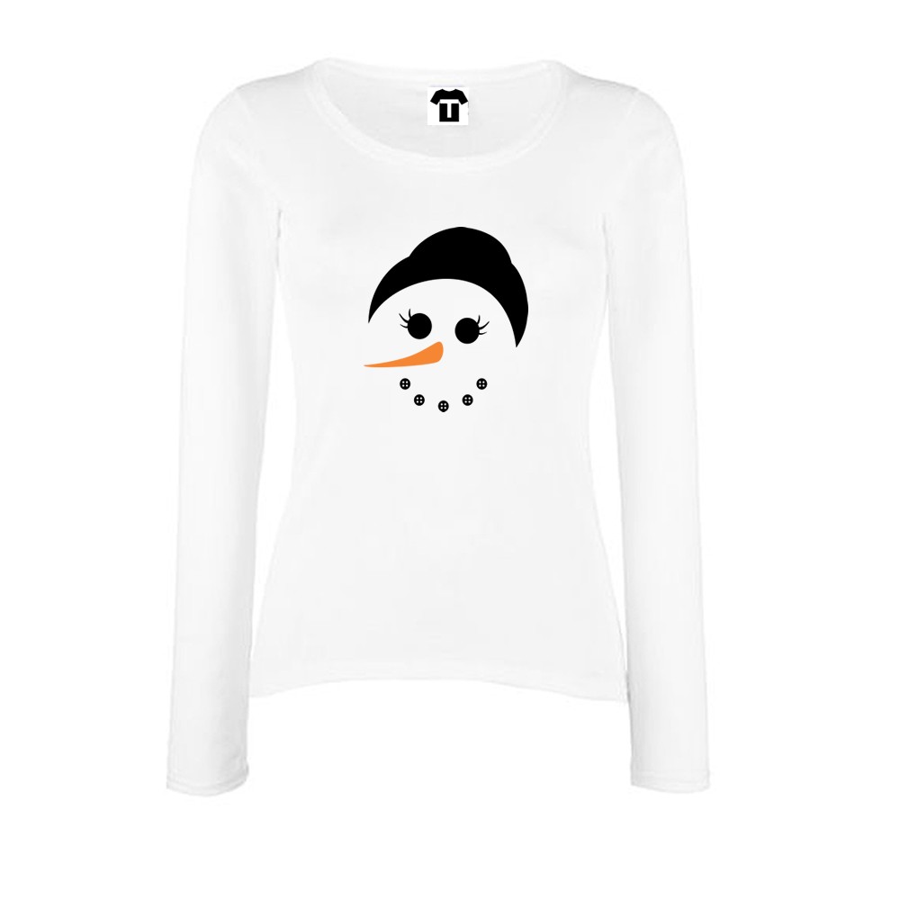 Дамска черна или бяла тениска с дълъг ръкав Snowman Дамска черна или бяла тениска с дълъг ръкав Snowman