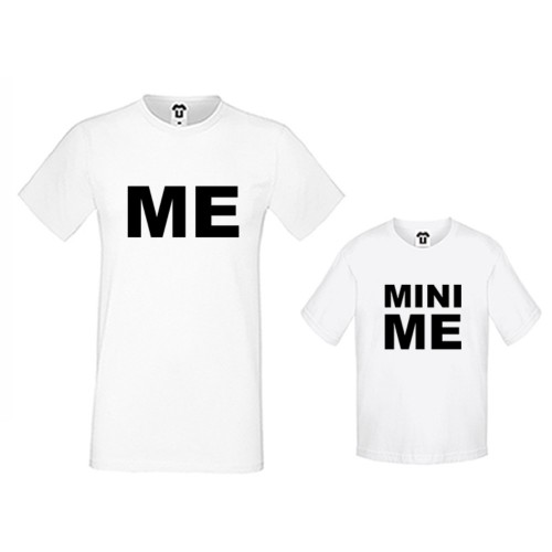 Комплект в бяло или черно - Мъжка тениска и детска тениска Me and Mini Me
