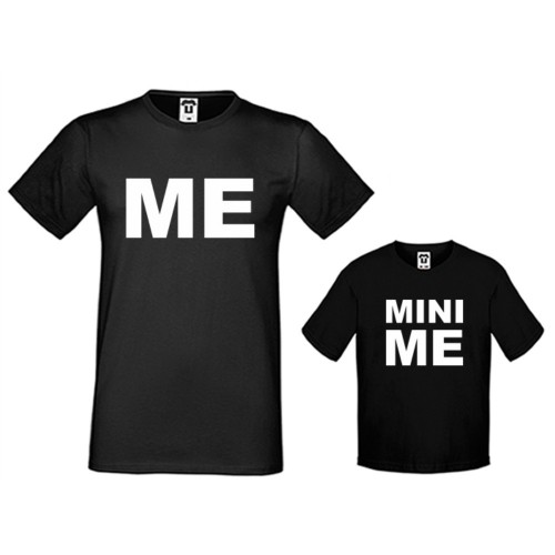 Комплект в бяло или черно - Мъжка тениска и детска тениска Me and Mini Me