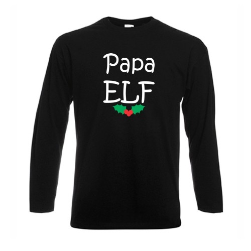 Мъжка бяла или черна тениска с дълъг ръкав Papa Elf Мъжка бяла или черна тениска с дълъг ръкав Papa Elf