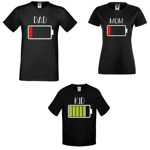 Семеен комплект тениски Battery Low 