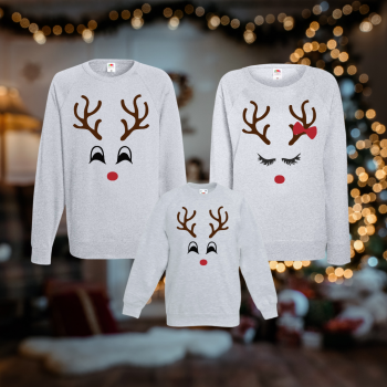 Сиви Коледни блузи за цялото семейство Merry Deer Сиви Коледни блузи за цялото семейство Merry Deer