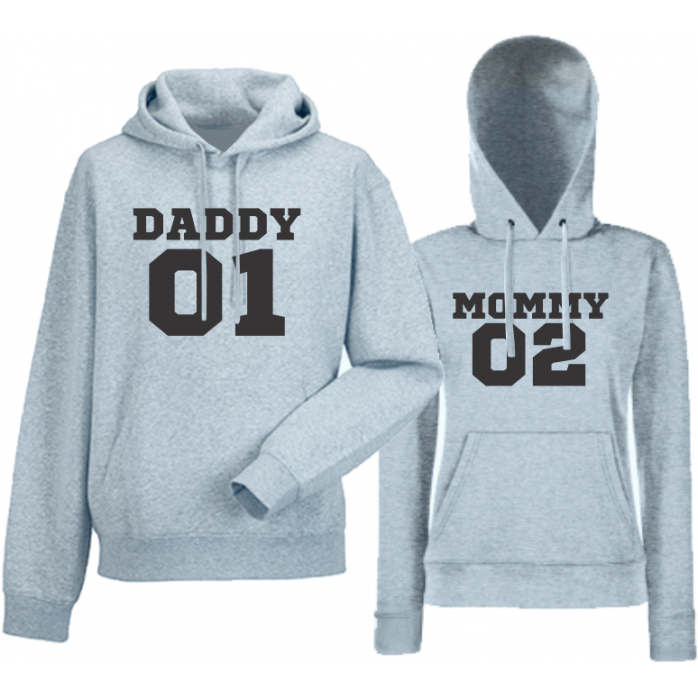 Комплект сиви суитчери за двойки Daddy 01 Mommy 02 Комплект сиви суитчери за двойки Daddy 01 Mommy 02