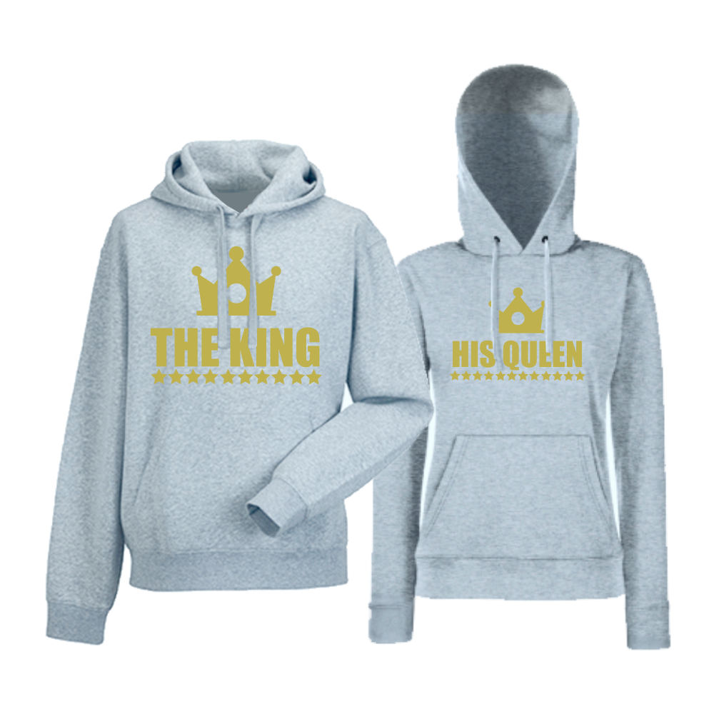 Комплект сиви суитчери за двойки The King - The Queen Комплект сиви суитчери за двойки The King - The Queen