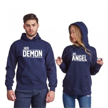 Комплект тъмно-сини суитчери за двойки Her Demon and His Angel Комплект тъмно-сини суитчери за двойки Her Demon and His Angel