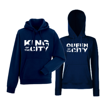 Комплект тъмно-сини суитчери за двойки King Queen of the city Комплект тъмно-сини суитчери за двойки King Queen of the city