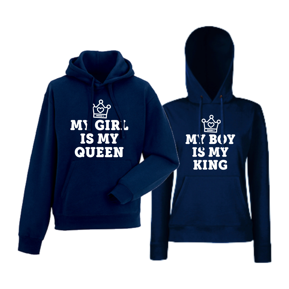 Комплект тъмно-сини суитчери за двойки  My Girl is my Queen