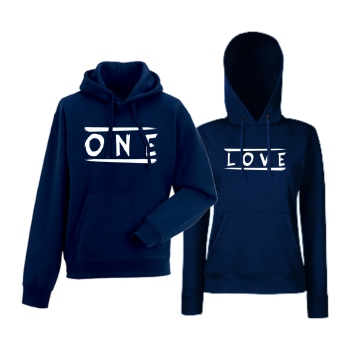 Комплект тъмно-сини суитчери за двойки One Love Комплект тъмно-сини суитчери за двойки One Love