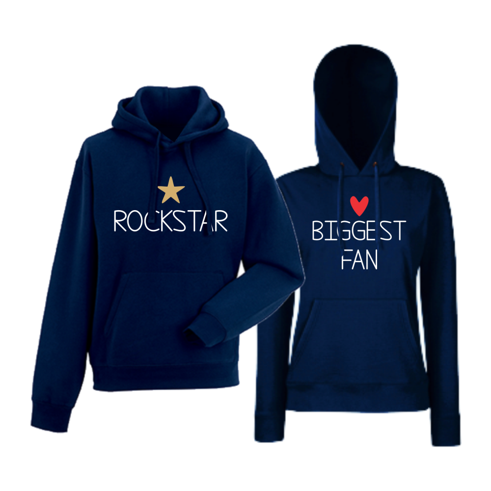 Комплект тъмно-сини суитчери за двойки Rockstar and Fan Комплект тъмно-сини суитчери за двойки Rockstar and Fan