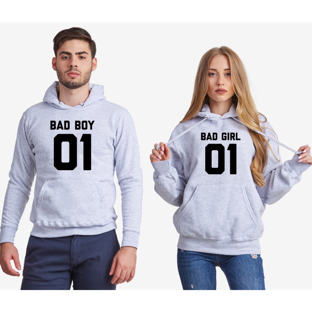 Сиви суитчери за двойки Bad Boy and Bad Girl Сиви суитчери за двойки Bad Boy and Bad Girl