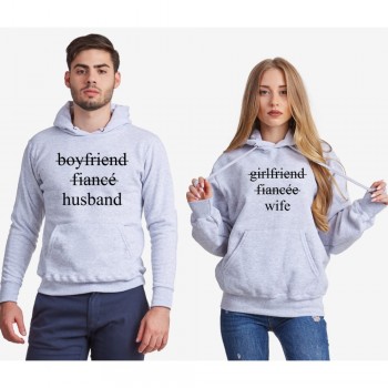 Сиви суитчери за двойки Boyfriend/Fiancé/Husband and Girlfriend/Fiancée/Wife