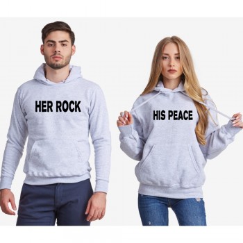 Сиви суитчери за двойки Her Rock and His Peace