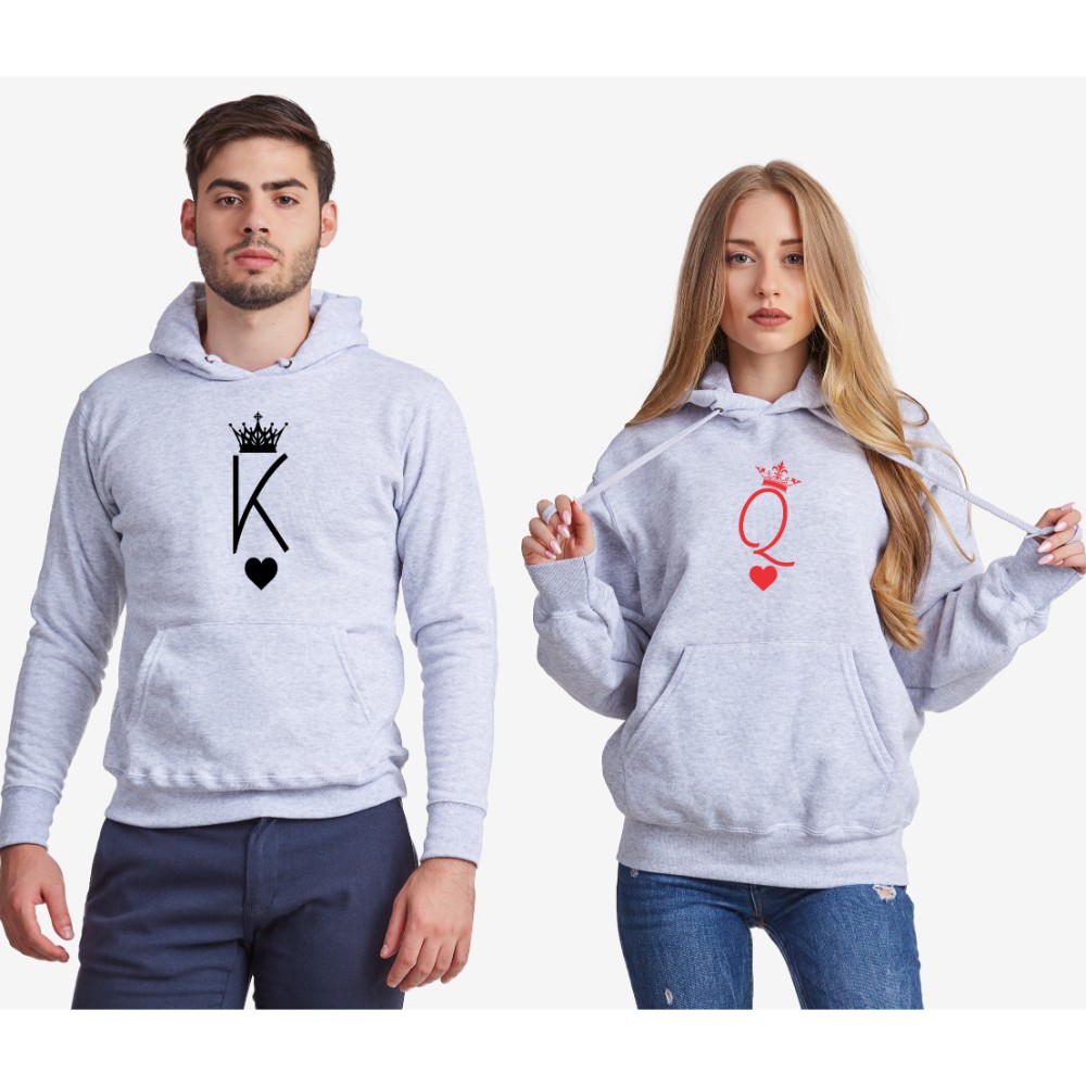 Сиви суитчери за двойки King and Queen Symbols Сиви суитчери за двойки King and Queen Symbols