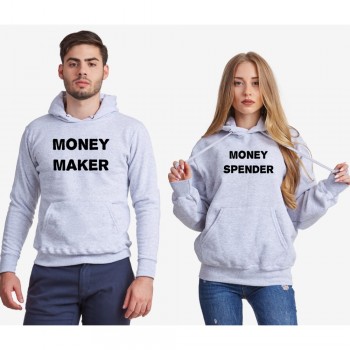 Сиви суитчери за двойки Money Maker and Money Spender