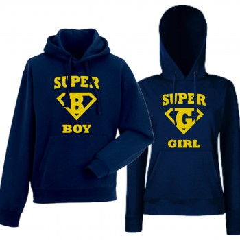 Суитчъри за двойки SuperBoy SuperGirl Тъмно-сини Суитчъри за двойки SuperBoy SuperGirl Тъмно-сини