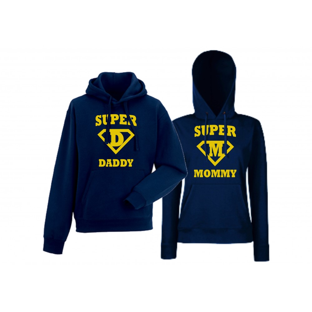Суитчъри за двойки SuperDaddy SuperMommy Тъмно-сини Суитчъри за двойки SuperDaddy SuperMommy Тъмно-сини