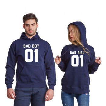 Тъмно-сини суитчери за двойки Bad Boy and Bad Girl Тъмно-сини суитчери за двойки Bad Boy and Bad Girl