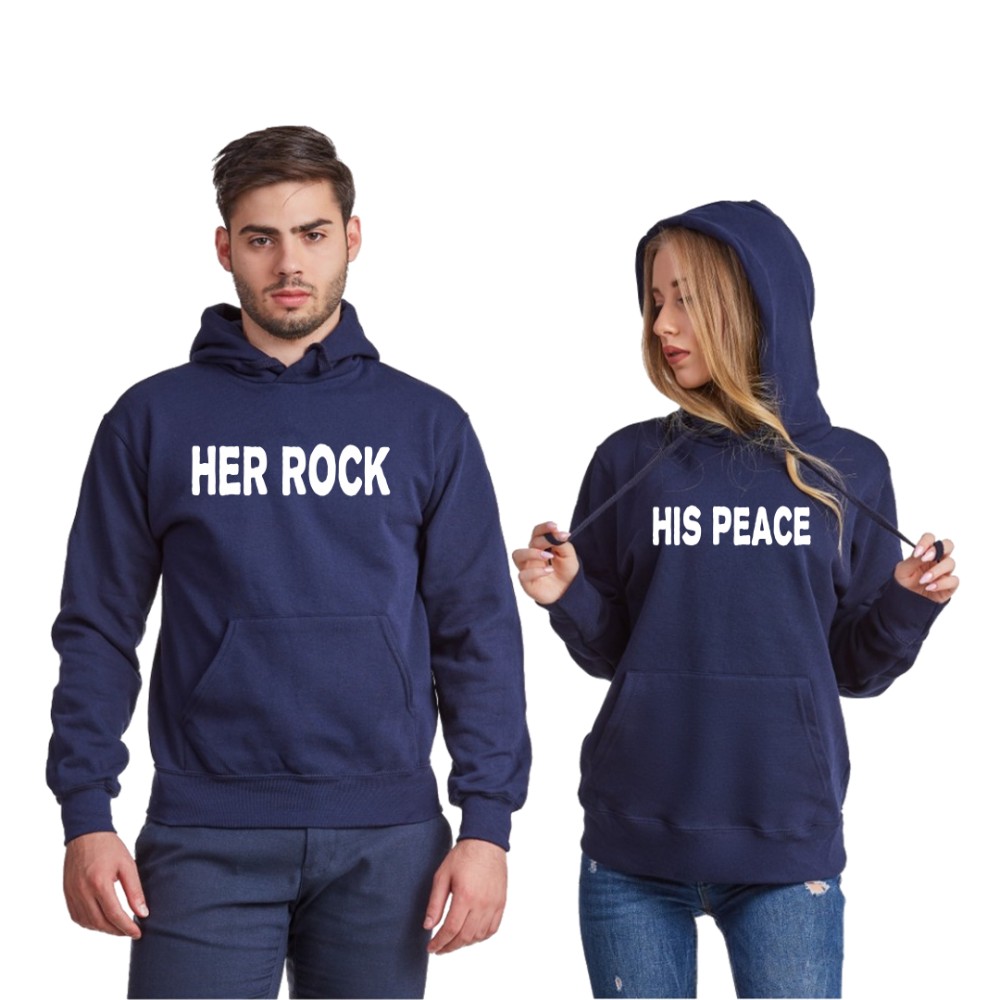 Тъмно-сини суитчери за двойки Her Rock and His Peace Тъмно-сини суитчери за двойки Her Rock and His Peace