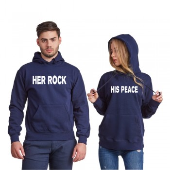 Тъмно-сини суитчери за двойки Her Rock and His Peace