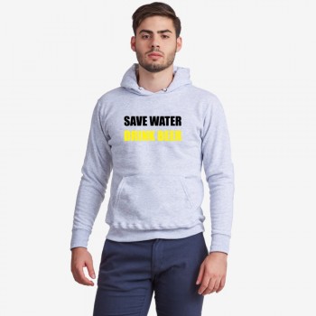 Мъжки сив суитчър Save Water Drink Beer Мъжки сив суитчър Save Water Drink Beer