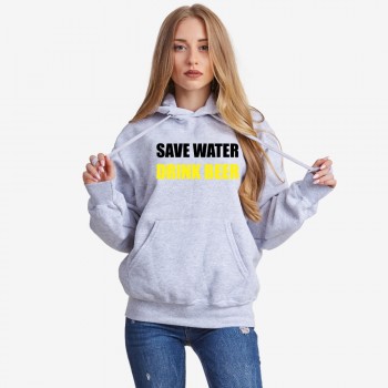 Дамски сив суитчър Save Water Drink Beer Дамски сив суитчър Save Water Drink Beer