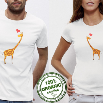 Бели Тениски за двойки Giraffes in Love Бели Тениски за двойки Giraffes in Love