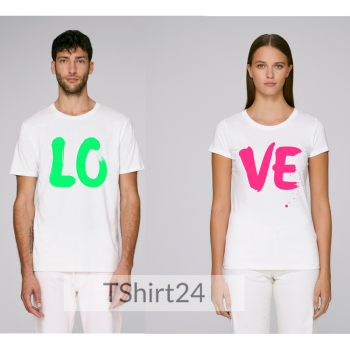 Бели Тениски за двойки LO - VE Colored
