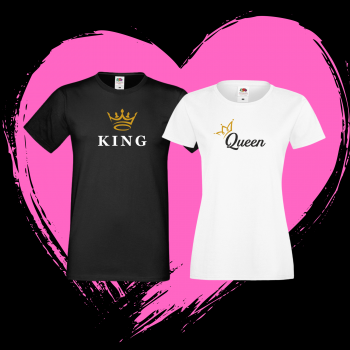 Тениски за двойки  в черно и бяло King & Queen 5
