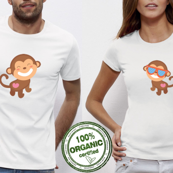 Тениски за двойки бели Monkey in Love Тениски за двойки бели Monkey in Love