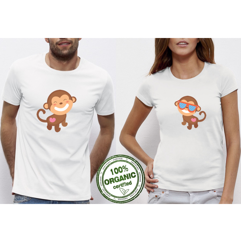 Тениски за двойки бели Monkey in Love Тениски за двойки бели Monkey in Love