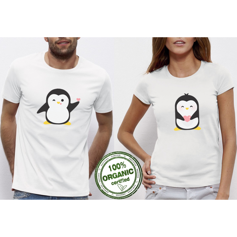 Тениски за двойки бели Penguin Love Тениски за двойки бели Penguin Love