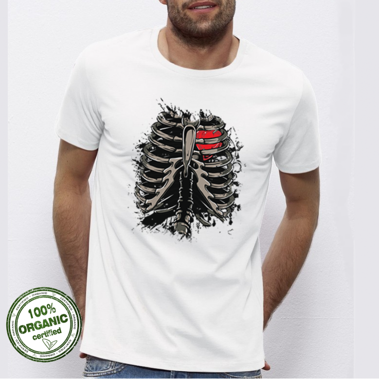 Мъжка бяла тениска от 100% органичен памук Heart
