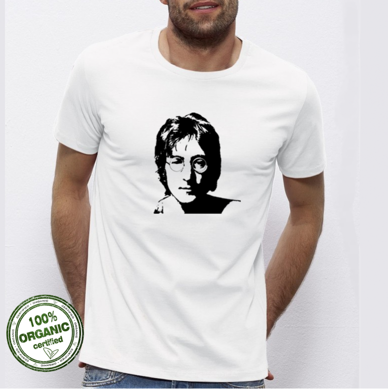 Мъжка бяла тениска от 100% органичен памук John Lennon Мъжка бяла тениска от 100% органичен памук John Lennon