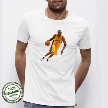 Мъжка бяла тениска от 100% органичен памук Kobe Bryant 24