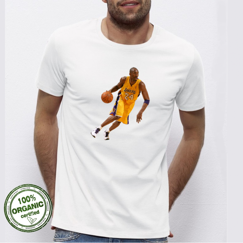Мъжка бяла тениска от 100% органичен памук Kobe Bryant 24