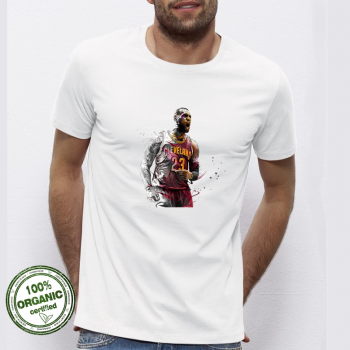 Мъжка бяла тениска от 100% органичен памук Lebron James 23