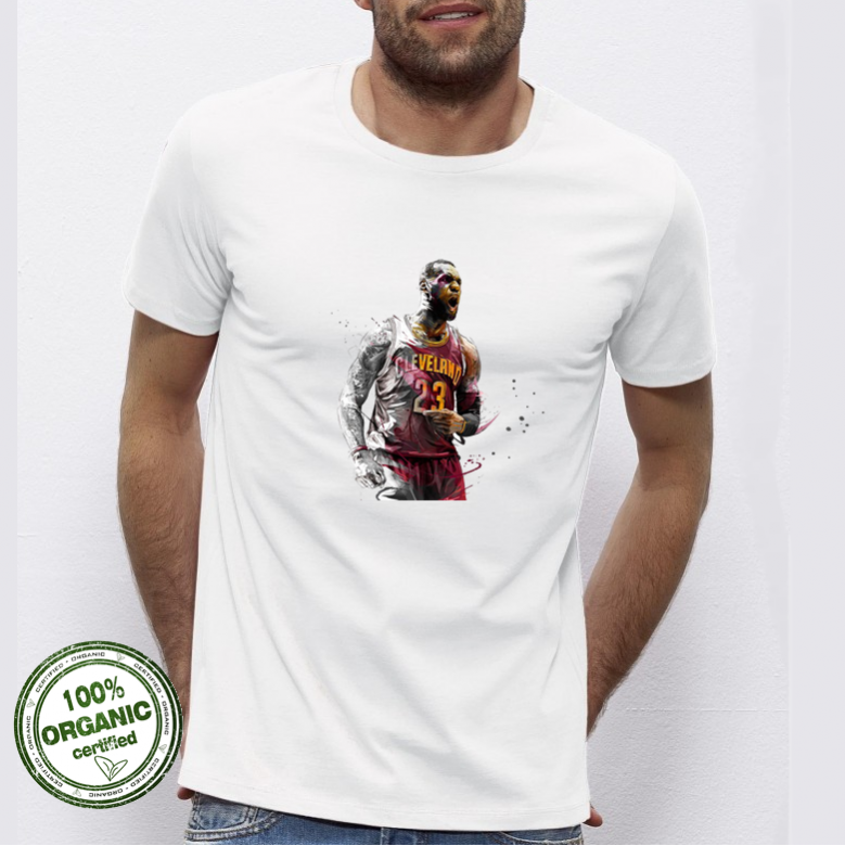 Мъжка бяла тениска от 100% органичен памук Lebron James 23