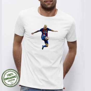 Мъжка бяла тениска от 100% органичен памук Messi Мъжка бяла тениска от 100% органичен памук Messi