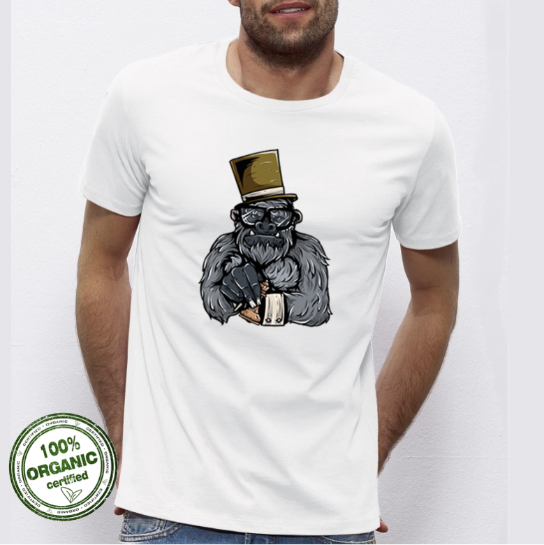 Мъжка бяла тениска от 100% органичен памук Monkey