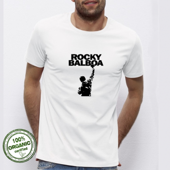 Мъжка бяла тениска от 100% органичен памук Rocky Balboa Мъжка бяла тениска от 100% органичен памук Rocky Balboa